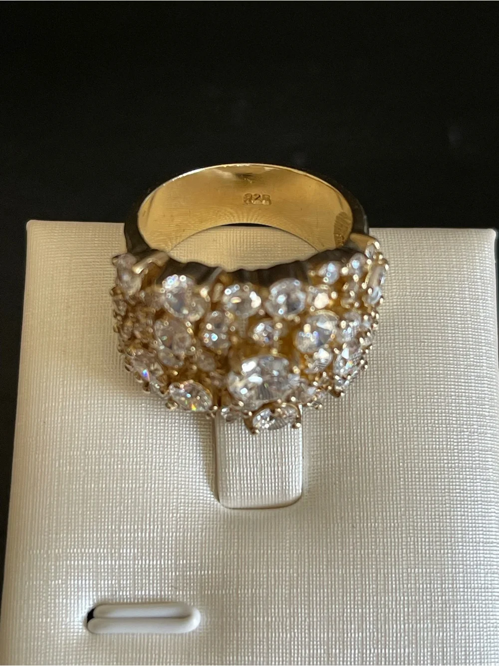 Gold over 925 sterling silver CZ Cluster  Ring.